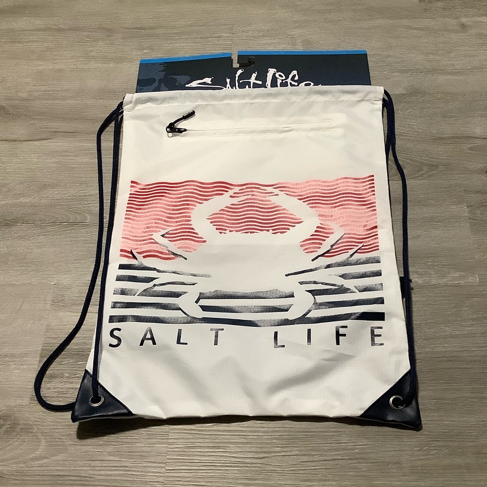 Salt life crab flag sinch drawstring backpack